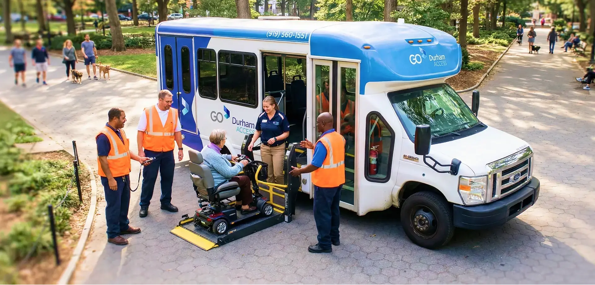 Image of GoDurham ACCESS Bus and people using it